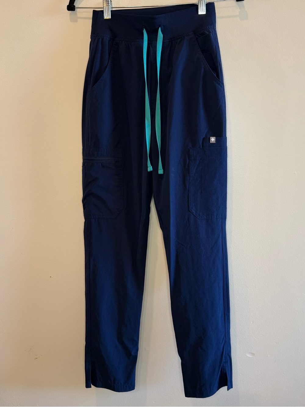 Figs Navy Blue High waisted yola Freex lined scrub pants